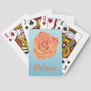Tropical Tangerine Rose Playing Cards