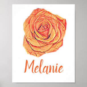 Tropical Tangerine Rose Poster