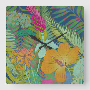 Tropical Tapestry II Square Wall Clock