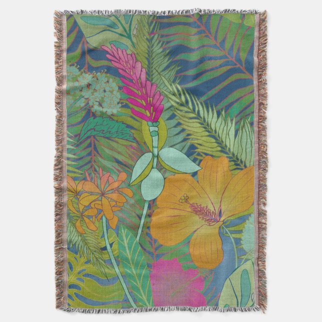 Tropical Tapestry II Throw Blanket (Front Vertical)