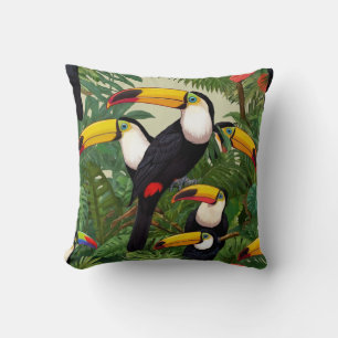 Tropical Tapestry: Toucans in the Rainforest Cushion