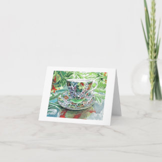 Tropical Tea Cup Blank Card-Thank you/Bon Voyage Thank You Card