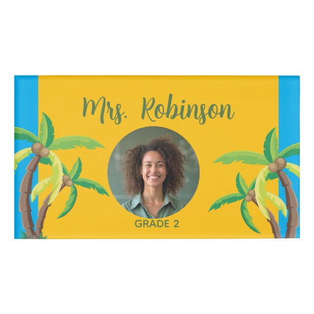 Tropical Teacher ID Name School Tag (Front)