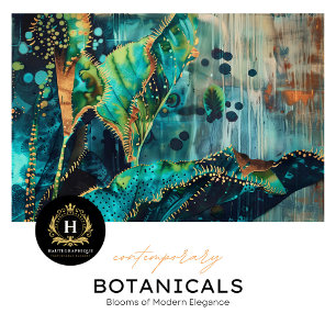 Tropical Teal and Gold Botanical Tissue Paper