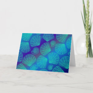 Tropical Teal Beach Seashells Card