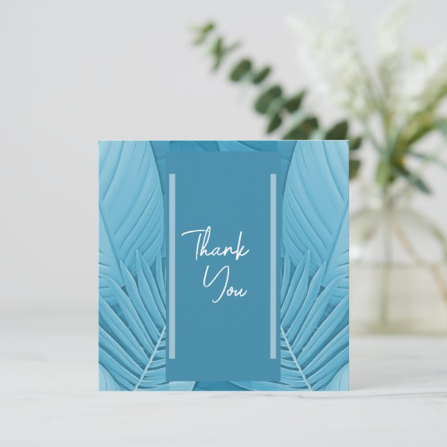 Tropical Teal Flat Thank You Card (Standing Front)