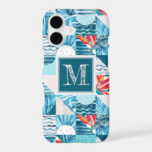 Tropical Teal Geometric Abstract Pattern