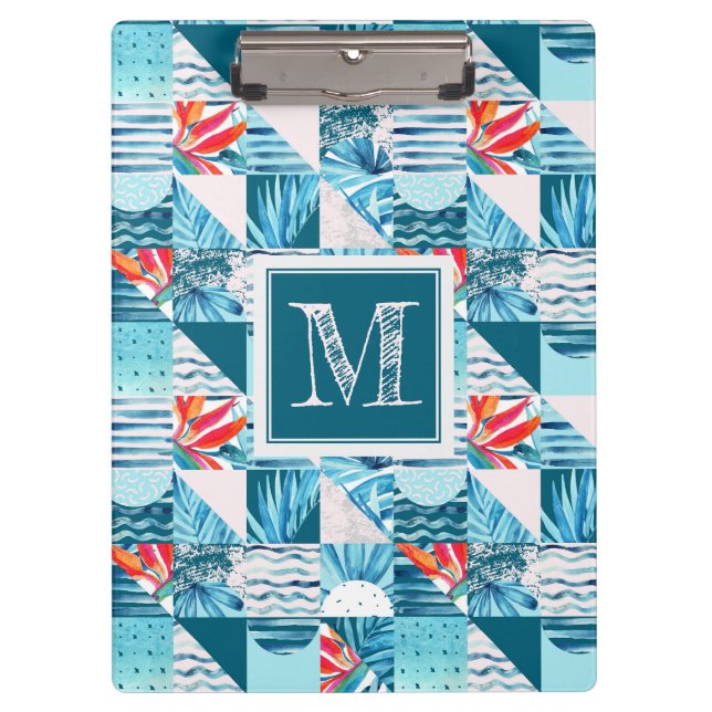 Tropical Teal Geometric Abstract Pattern Clipboard (Front)