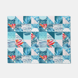 Tropical Teal Geometric Abstract Pattern Doormat