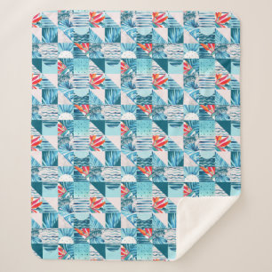 Tropical Teal Geometric Abstract Pattern Sherpa Blanket