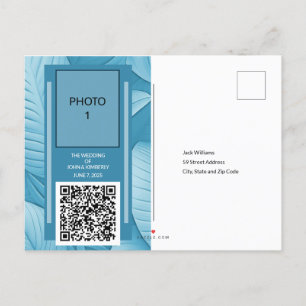 Tropical Teal Wedding Announcement Postcard