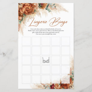 Tropical terracotta burgundy pampas Lingerie Bingo