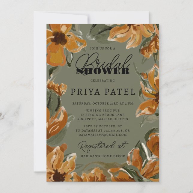 Tropical Terracotta Neutral Boho Bridal Shower Invitation (Front)