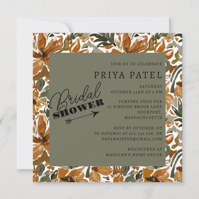 Tropical Terracotta Neutral Boho Bridal Shower Invitation (Front)
