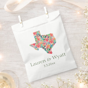 Tropical Texas Wedding Personalised Names & Date Favour Bags