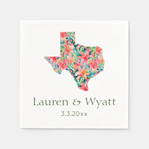 Tropical Texas Wedding Personalised Names & Date  Napkin