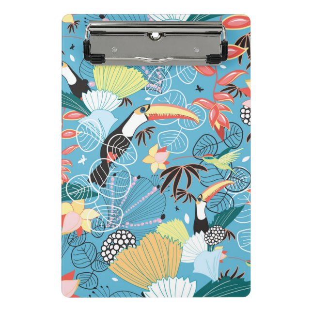 Tropical Texture With Toucans and Hummingbirds Mini Clipboard (Front)