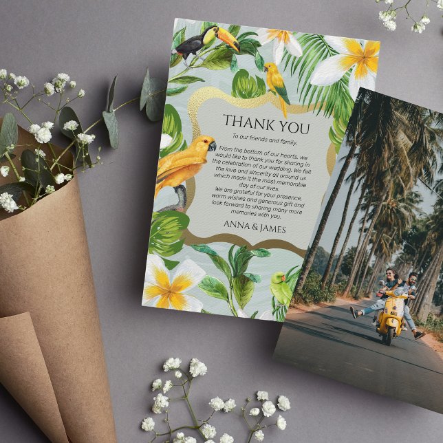 Tropical Thank You Card with Photo (Creator Uploaded)