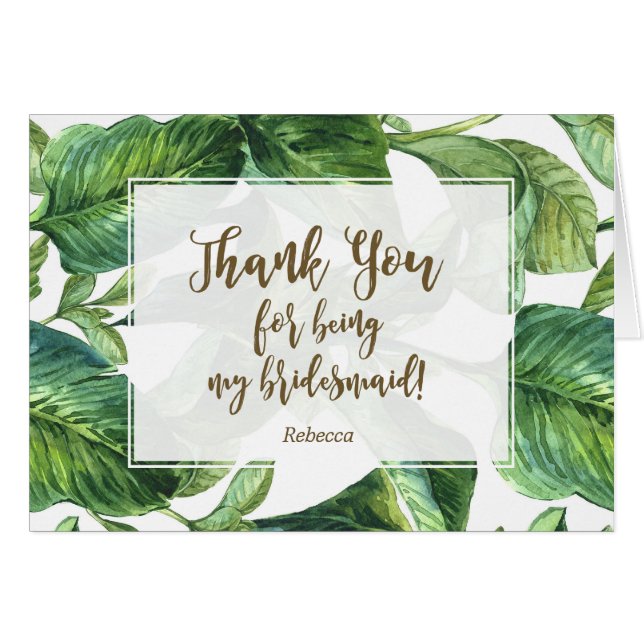 tropical thank you for being my bridesmaid card (Front Horizontal)