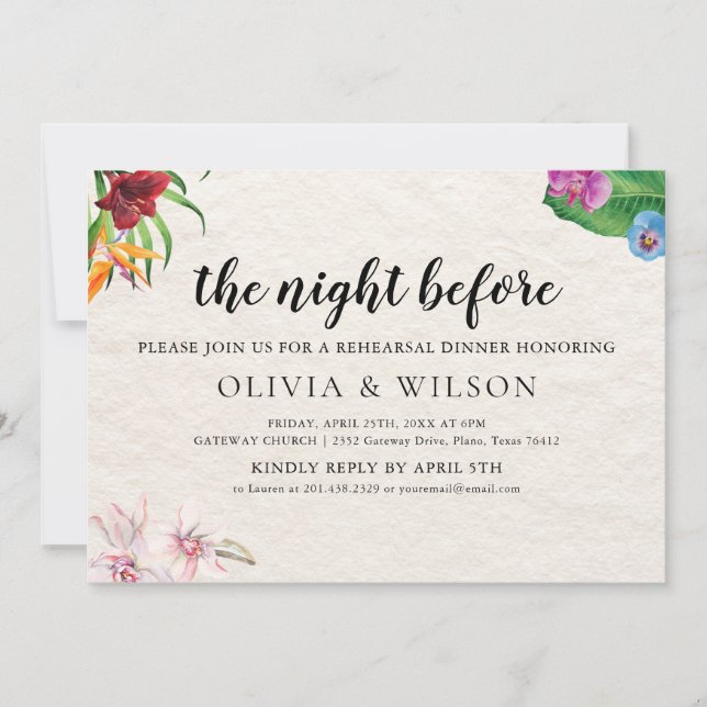 Tropical The Night Before Rehearsal Dinnner  Invitation (Front)