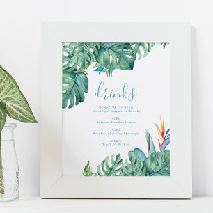Tropical Theme Beach Wedding Cocktails Sign