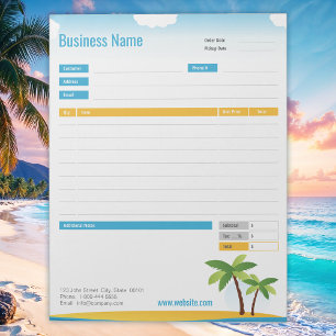 Tropical Theme Order Form or Invoice Notepad