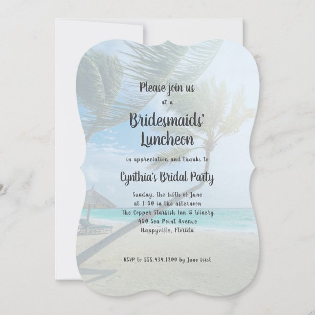 Tropical Themed Bridesmaids Luncheon Invitation (Front)