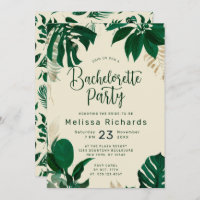 Tropical Themed Green Leaves Bachelorette Party