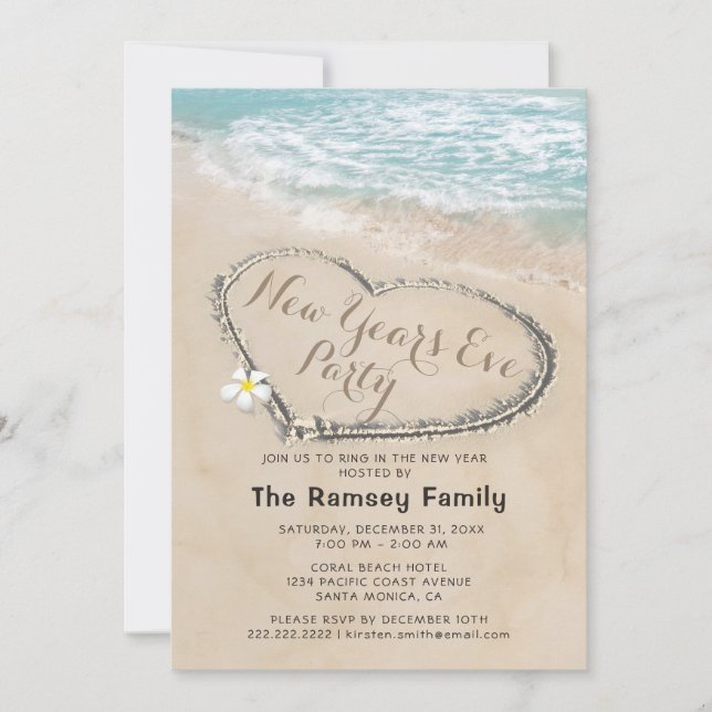 Tropical Themed New Years Eve Party Invitation (Front)
