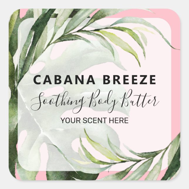 Tropical Themed Pink Product Labels (Front)