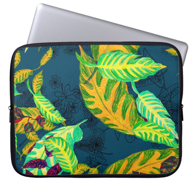 Tropical Tie Dye Blue Gouache. Tropical Pattern. G Laptop Sleeve (Front)