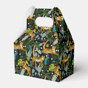 Tropical Tiger Black Botanical Jungle Safari Cats Favour Box