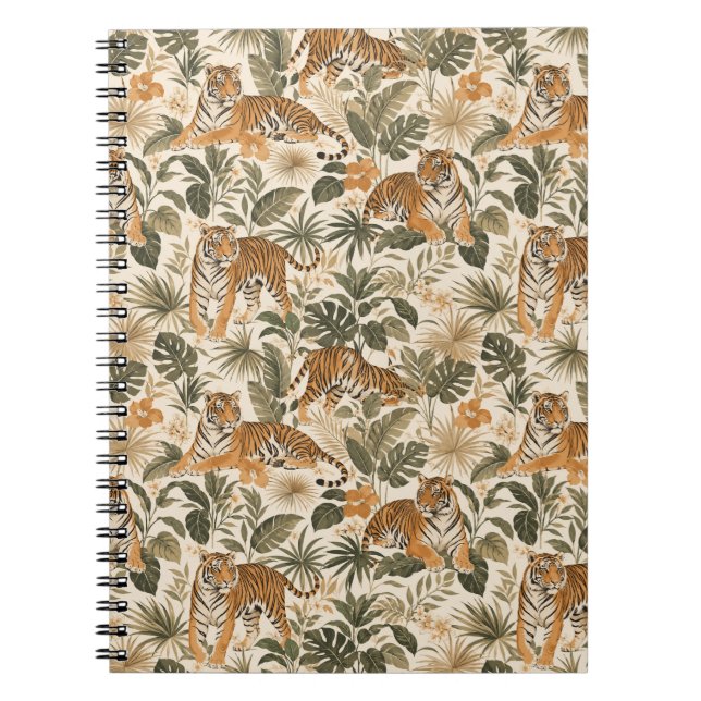 Tropical Tiger Botanical Spiral Notebook (Front)