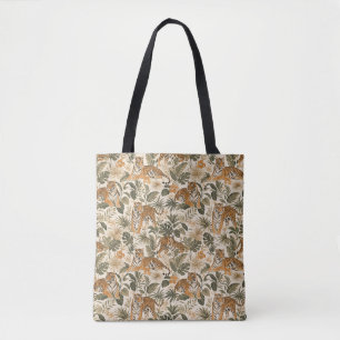 Tropical Tiger Botanical Tote Bag