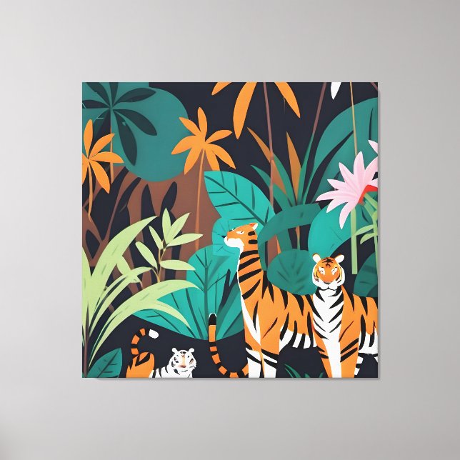 Tropical Tiger Trio Canvas Print (Front)