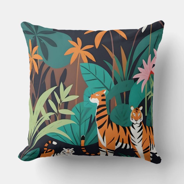 Tropical Tiger Trio Cushion (Front)
