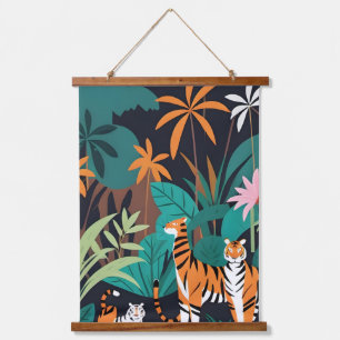 Tropical Tiger Trio Hanging Tapestry
