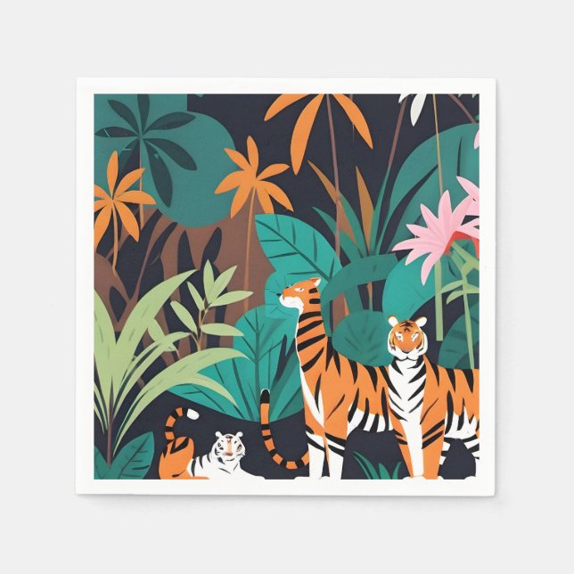 Tropical Tiger Trio Napkin (Front)