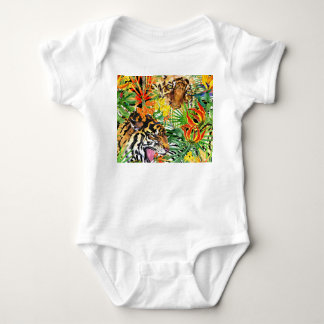 Tropical Tiger Watercolor Jungle Pattern Baby Bodysuit