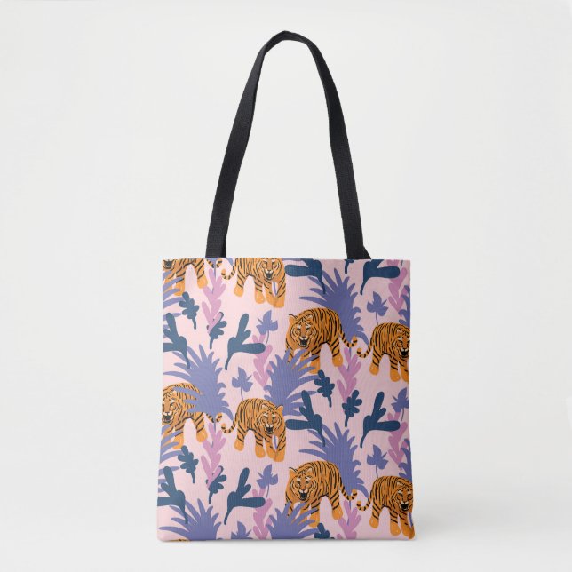 Tropical Tigers Jungle Vintage Pattern Tote Bag (Front)