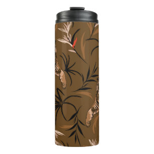 Tropical Tigers Paradise Flower Pattern Thermal Tumbler