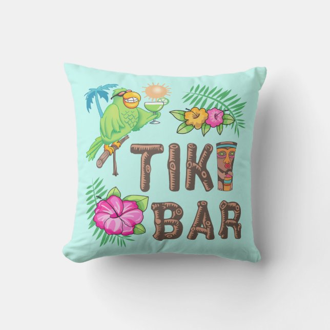 TROPICAL TIKI BAR CUSHION (Front)