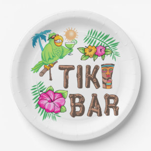 TROPICAL TIKI BAR PAPER PLATE