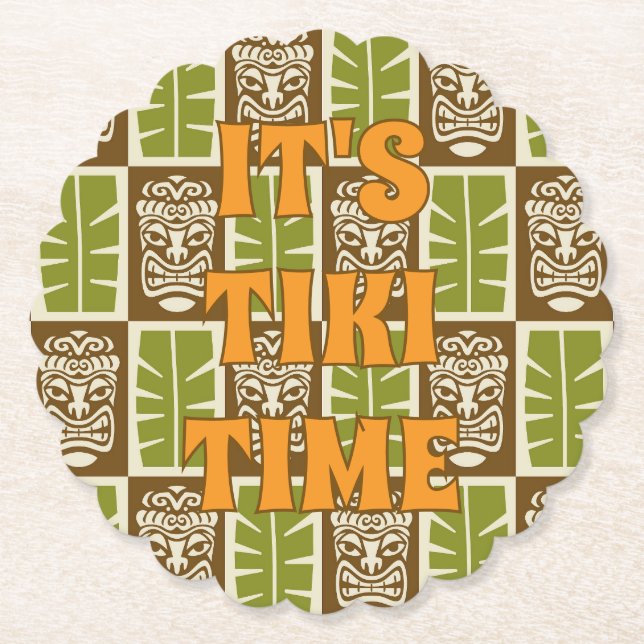 Tropical Tiki Bar Tiki Time Paper Coaster (Front)