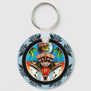 Tropical Tiki Frog Key Ring