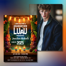 Tropical Tiki Hawaiian Luau Graduation Photo