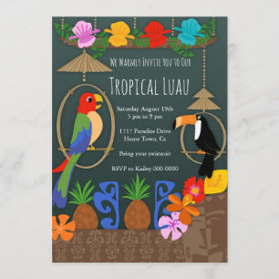 Tropical Tiki Party Initation Invitation