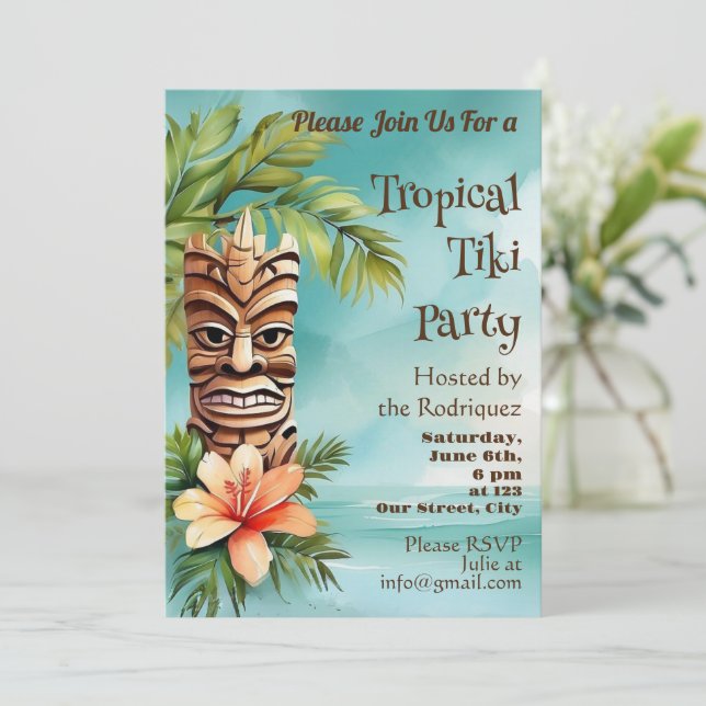 Tropical Tiki Party Invitation (Standing Front)