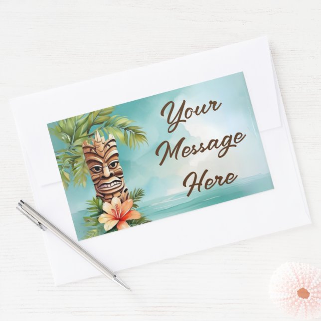 Tropical Tiki Party Rectangular Sticker (Envelope)