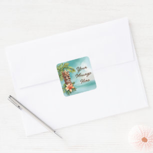 Tropical Tiki Party Square Sticker